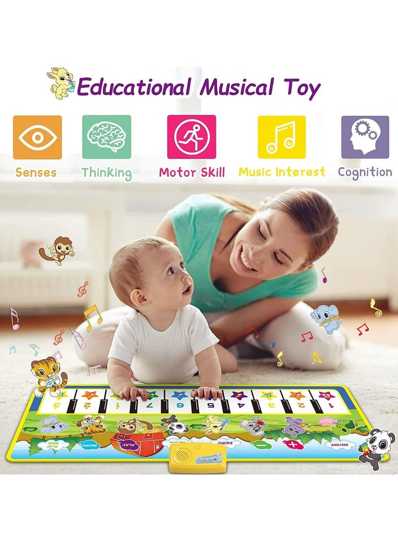 CMGTYYD Piano Music Dance Mat,Baby Musical Mat,Piano Mat For Toddlers With 8 Animal Sounds Blanket Touch Play Mat Gift Toys For 2 3 4 5 6 Years Old Kids Boys Girls  - Image 5