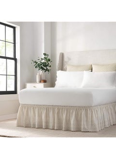 Eyelet Wrap Around Easy On Off Dust Ruffle 18 Inch Drop Bedskirt Queen King Ivory