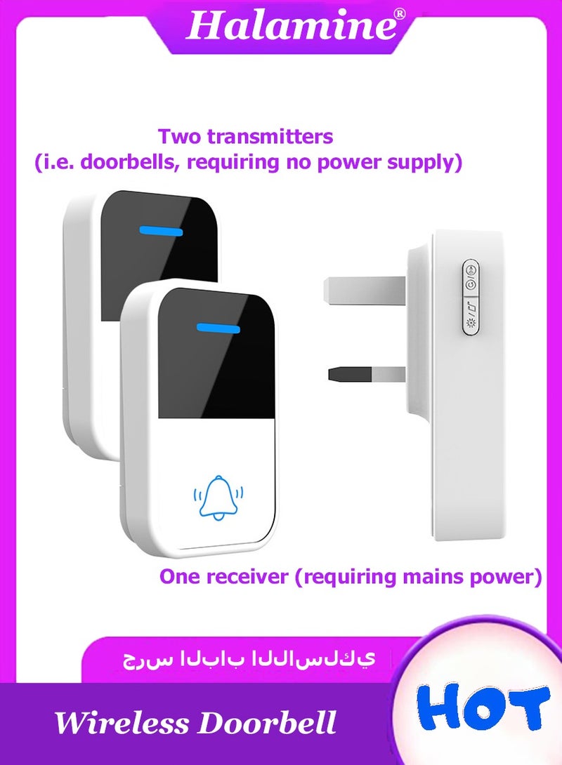 Halamine Wireless doorbell, self-powered, no batteries required, cordless doorbell kit, 150M range - Image 1