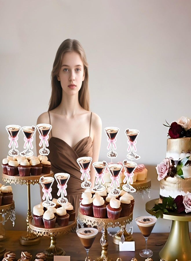 Blisstock 36Pcs A Tiny Bit Older Martini Theme Cupcake Topper Espresso Martini Birthday Decorations Love is Brewing Bridal Shower Decor for Women Espresso Martini Bachelorette Party Birthday Party Supplies - Image 2