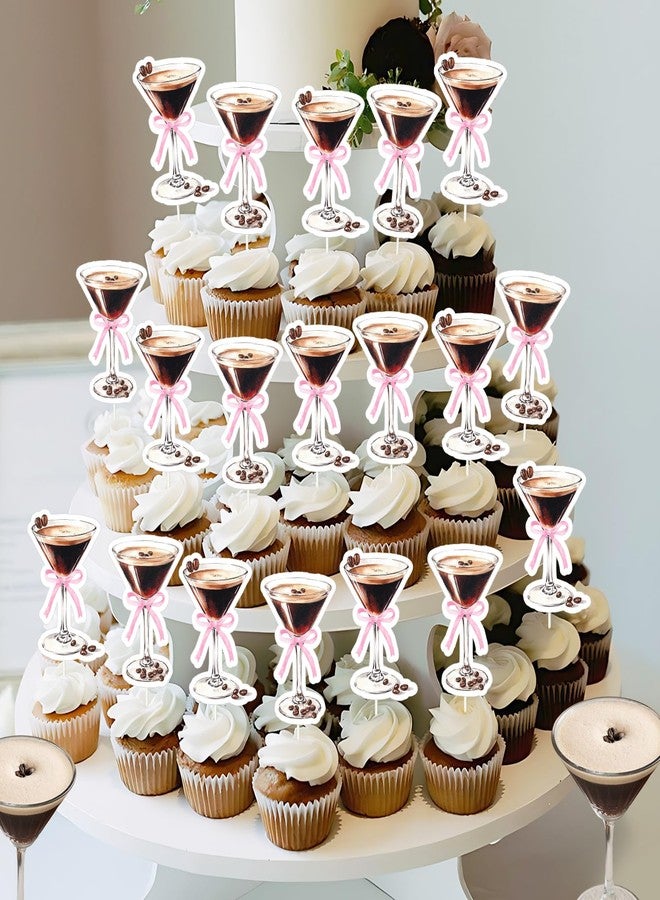 Blisstock 36Pcs A Tiny Bit Older Martini Theme Cupcake Topper Espresso Martini Birthday Decorations Love is Brewing Bridal Shower Decor for Women Espresso Martini Bachelorette Party Birthday Party Supplies - Image 4