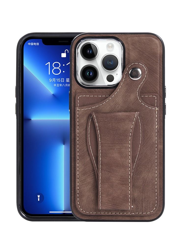 Suteni Back Cover Card Slots Leather Phone Case for iPhone