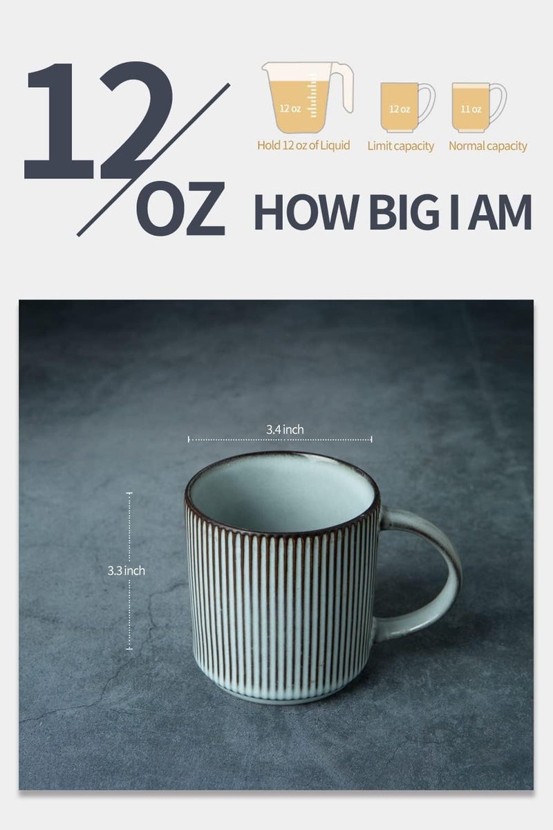 famiware Coffee Mug Set for 6 Star 12 oz Catering Mugs Cup Set with Handle for Coffee Tea Cocoa Milk  Ceramic Stoneware Drinkware Set Smoky Blue - Image 4