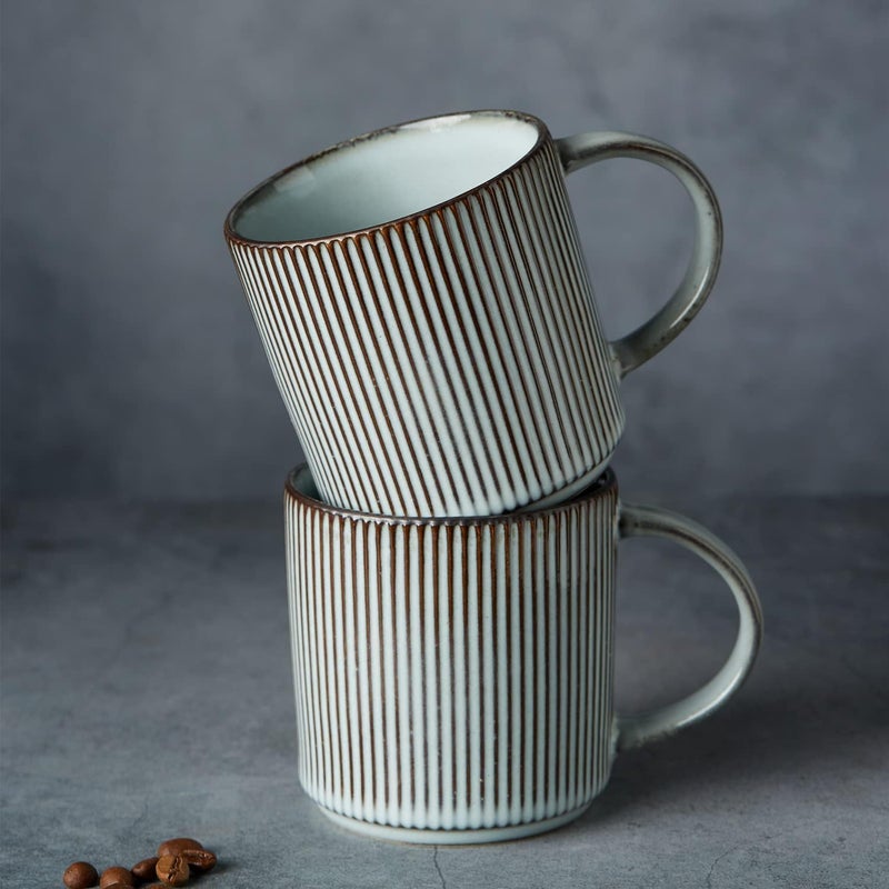 famiware Coffee Mug Set for 6 Star 12 oz Catering Mugs Cup Set with Handle for Coffee Tea Cocoa Milk  Ceramic Stoneware Drinkware Set Smoky Blue - Image 5