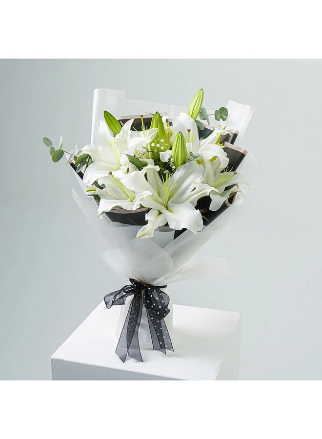 Ferns N Petals Mini White Lily Bouquet