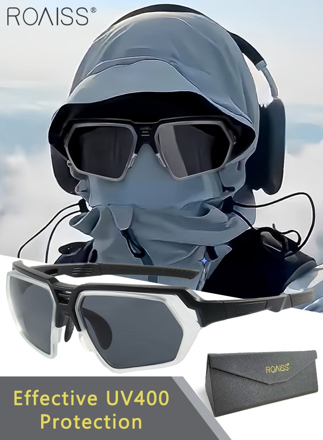 roaiss Outdoor Sports Sunglasses for Men Women, UV400 Protection Cycling Glasses, Fashionable Mountaineering Goggles for Baseball, Running, Fishing Golf, Black - Image 1