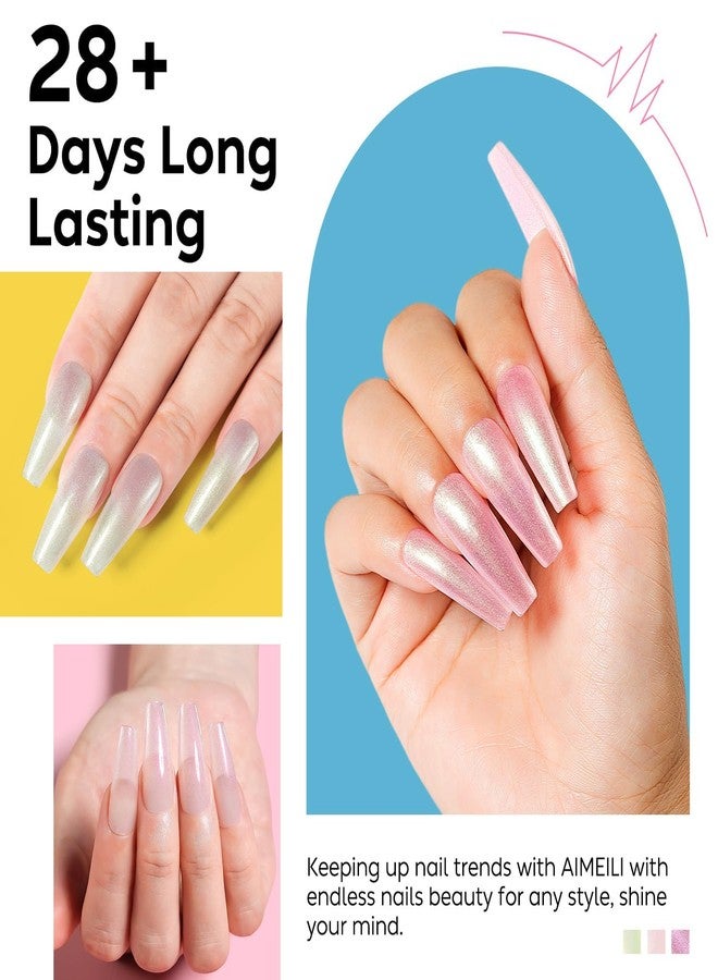 AIMEILI طلاء أظافر جل لؤلؤي خالي من الهيمو AIMEILI، جل أظافر لامع على شكل حورية البحر، مجموعة طلاء جل UV قابلة للإزالة مكونة من 6 قطع سعة 10 مل - مجموعة كيت 42 - Image 4