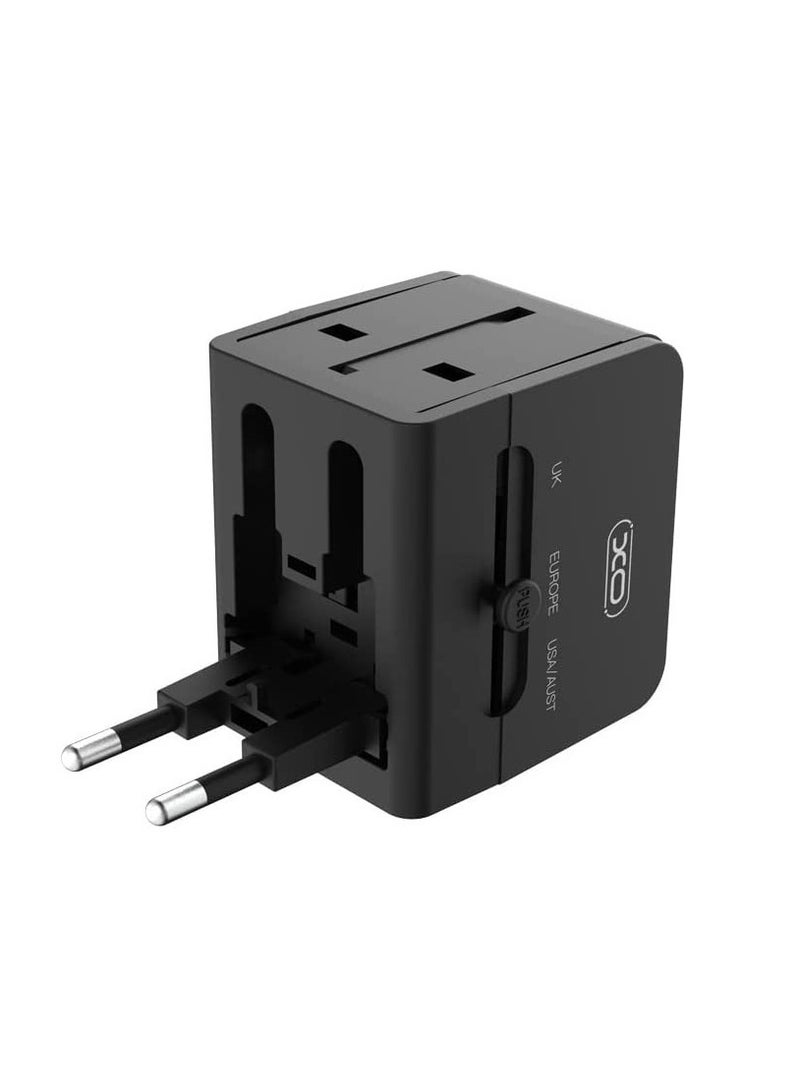 XO WL01 Dual-USB Multi-Function International Travel Adapter, 2 USB ports 1 Converter Power 1500w(Max), Smart Charging adapter with Overcurrent Protection and much more Charging Head UK/US/EU/AU - Image 2
