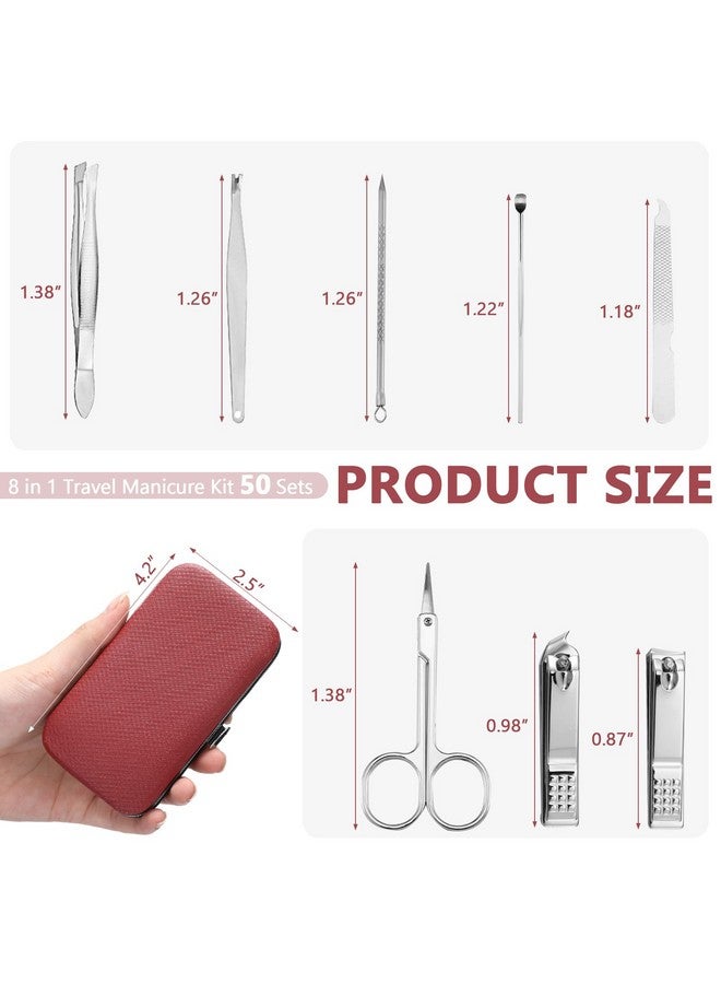 Geosar 50 Set Travel Manicure Kit Nail Clippers Pedicure Professional Nail Care Tools Stainless Steel Grooming Nail Set with Portable Travel Case Gifts for Family(Red) - Image 2