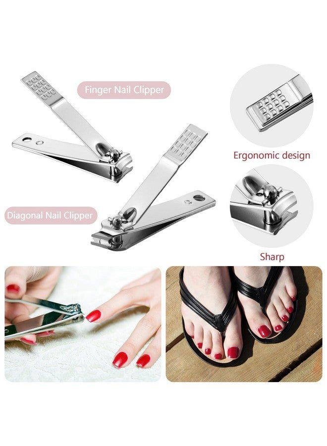 Geosar 50 Set Travel Manicure Kit Nail Clippers Pedicure Professional Nail Care Tools Stainless Steel Grooming Nail Set with Portable Travel Case Gifts for Family(Red) - Image 3