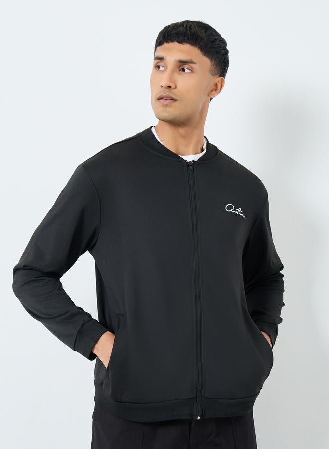 Take Two Men Black Text Print Bomber Jacket - Image 3