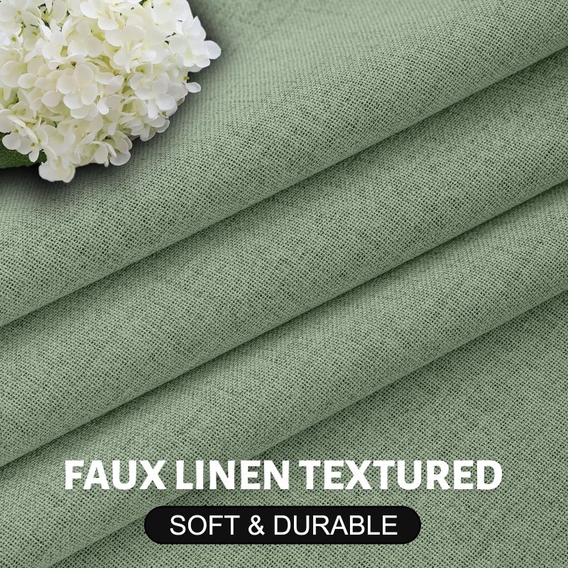 SimpleHome 100% Blackout Light Sage Green Linen Curtains 84 Inch Long 2 Panel Set,Faux Linen Textured for Living Room with White Liner Grommet Curtains for Bedroom - Image 5