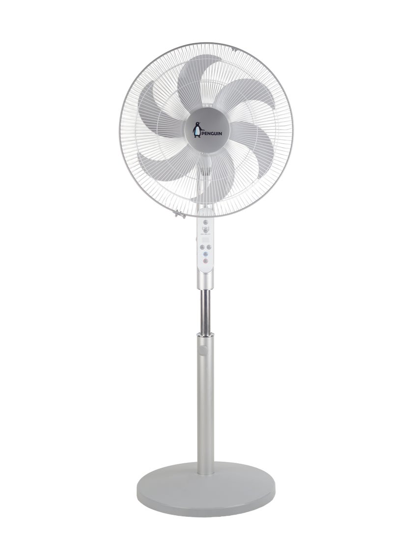 Penguin breeze pro stand fan 6 blades 18 inch digital silver stainless with remote - Image 1