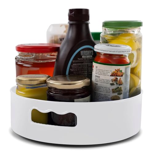 HomeWiz Multi-Purpose 360° Rotating Organizer Tray | Kitchen Accessories Items | Kitchen Organizer Rack | Kitchen Tools | Easy - Access Turntable for Spices, Storage | White, Pack of 2 - Image 2