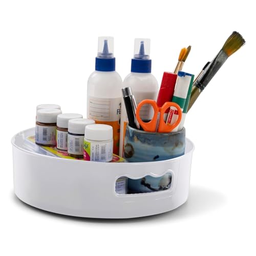 HomeWiz Multi-Purpose 360° Rotating Organizer Tray | Kitchen Accessories Items | Kitchen Organizer Rack | Kitchen Tools | Easy - Access Turntable for Spices, Storage | White, Pack of 2 - Image 5