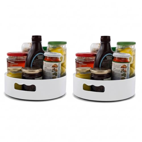 HomeWiz Multi-Purpose 360° Rotating Organizer Tray | Kitchen Accessories Items | Kitchen Organizer Rack | Kitchen Tools | Easy - Access Turntable for Spices, Storage | White, Pack of 2 - Image 1