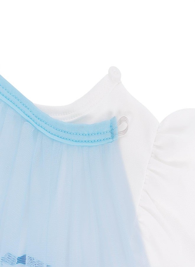 WonderBabe Princess Dress Costume for Girls Fancy Dress Up Halloween Birthday Cosplay Costume with Cape Size 5-6 Pale Blue - Image 4