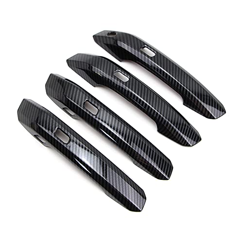 Dreamseek 4Pcs Door Handle Decoration Cover Compatible with Audi Q5 SQ5 2018-2023, A4 A5 2017-2023 Allroad Sportback Cabriolet Carbon Fiber Style with Smart Keyhole - Image 5