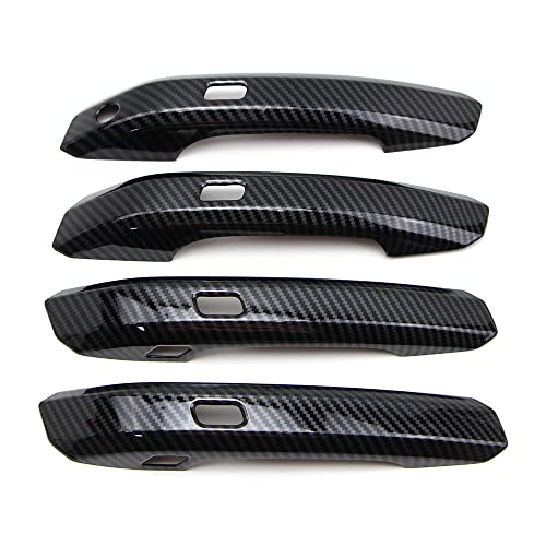 Dreamseek 4Pcs Door Handle Decoration Cover Compatible with Audi Q5 SQ5 2018-2023, A4 A5 2017-2023 Allroad Sportback Cabriolet Carbon Fiber Style with Smart Keyhole - Image 2