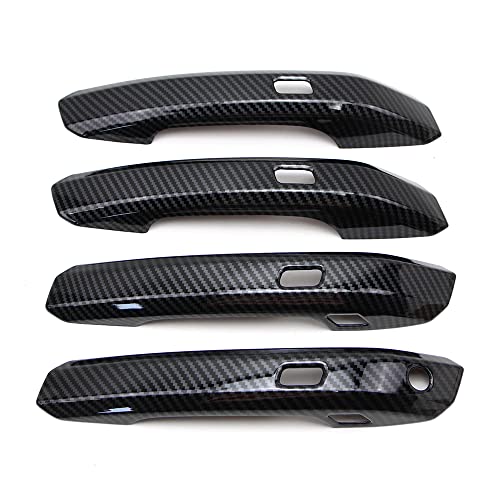 Dreamseek 4Pcs Door Handle Decoration Cover Compatible with Audi Q5 SQ5 2018-2023, A4 A5 2017-2023 Allroad Sportback Cabriolet Carbon Fiber Style with Smart Keyhole - Image 1
