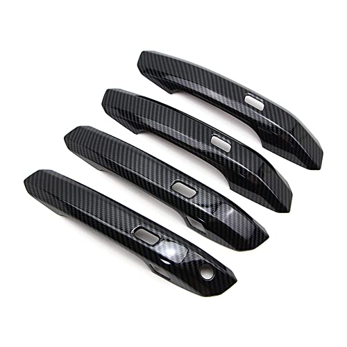 Dreamseek 4Pcs Door Handle Decoration Cover Compatible with Audi Q5 SQ5 2018-2023, A4 A5 2017-2023 Allroad Sportback Cabriolet Carbon Fiber Style with Smart Keyhole - Image 3