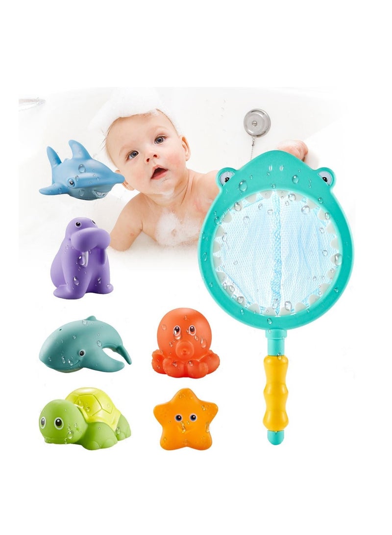 ECVV 7Pcs Baby Bath Toys Toddler Bathtub Toys Water Spraying Floating Animals Shark Fishing Water Beach Toys Swimming Pool Toys for Babies Kids - Image 1