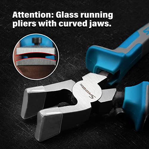 SPEEDWOX Glass Running Pliers with Rubber Tips for Glass Cutting 8 Inches Key Fob Pliers with Curved Jaws Heavy Duty for Stained Glass Work Mosaics Breaking Tool - Image 2
