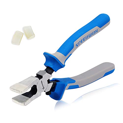 SPEEDWOX Glass Running Pliers with Rubber Tips for Glass Cutting 8 Inches Key Fob Pliers with Curved Jaws Heavy Duty for Stained Glass Work Mosaics Breaking Tool - Image 1