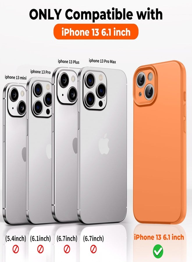 استلق جراب SUPFINE مصمم خصيصًا لهاتف iPhone 13، مصنوع من السيليكون السائل الفاخر مع بطانة ناعمة من الألياف الدقيقة المقاومة للخدش، يوفر حماية محسّنة للكاميرا، جراب نحيف مقاوم للصدمات مناسب للرجال والنساء والفتيات، لون برتقالي - Image 2