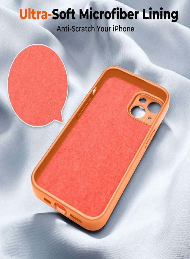 استلق جراب SUPFINE مصمم خصيصًا لهاتف iPhone 13، مصنوع من السيليكون السائل الفاخر مع بطانة ناعمة من الألياف الدقيقة المقاومة للخدش، يوفر حماية محسّنة للكاميرا، جراب نحيف مقاوم للصدمات مناسب للرجال والنساء والفتيات، لون برتقالي - Image 5