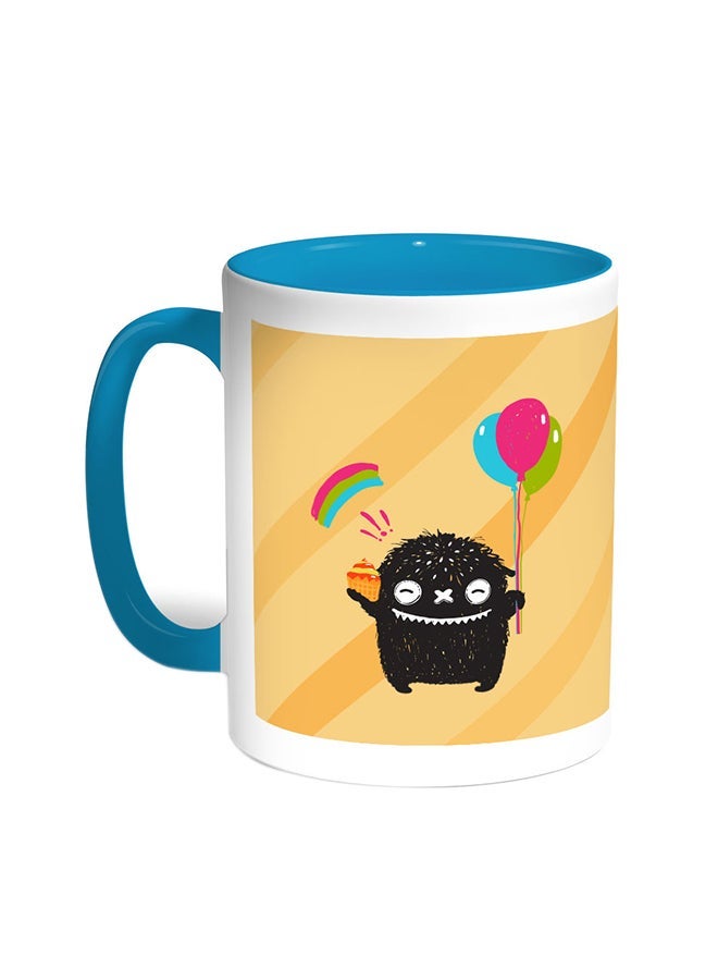 RYN Cartoon Drawing - The Joy Of Eid Printed Coffee Mug Turquoise/White 11ounce