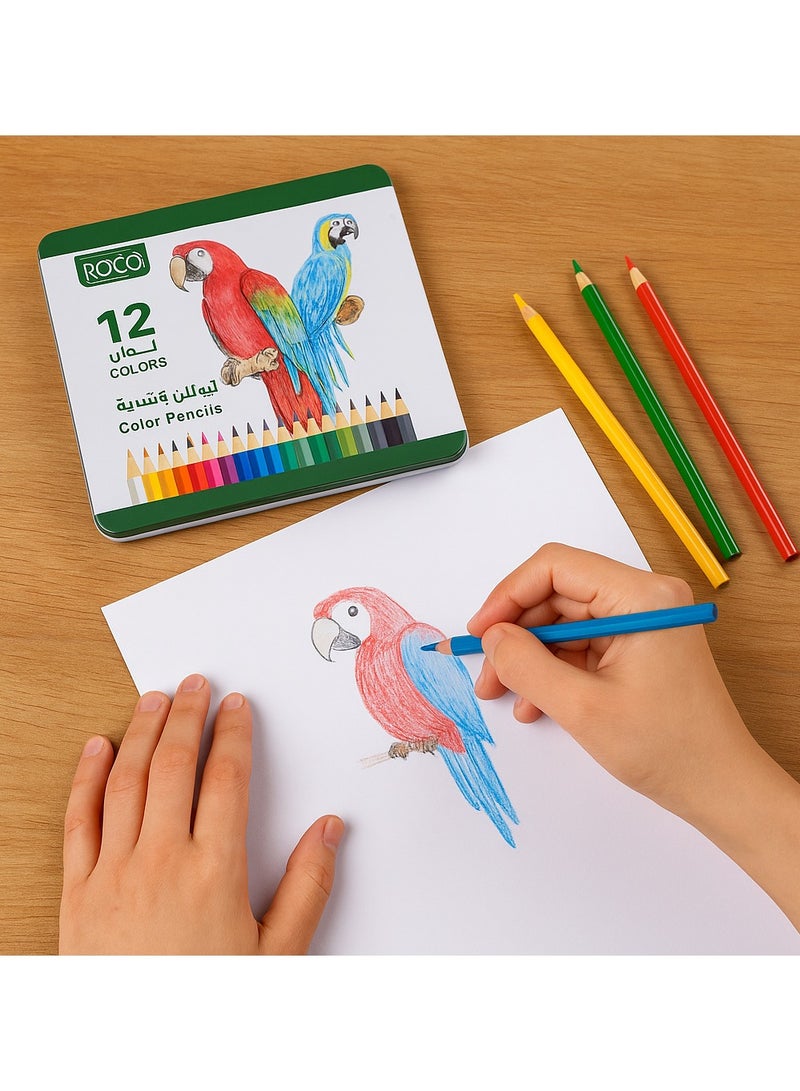 ROCO 12 Color Pencils Set – Non-Toxic, Vibrant Colors for Drawing, Sketching, Coloring, Art Supplies, School & Office Use - Image 2