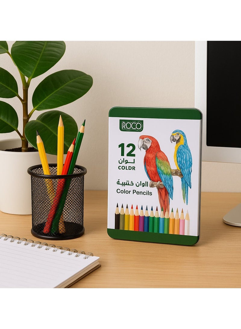ROCO 12 Color Pencils Set – Non-Toxic, Vibrant Colors for Drawing, Sketching, Coloring, Art Supplies, School & Office Use - Image 4