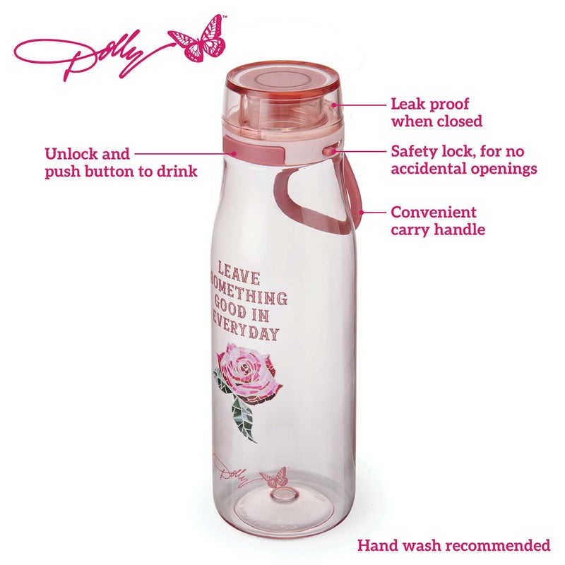 Dolly Parton Water Bottle  Made From Durable Tritan  Leakproof One Touch Flip Lid And Handle For Easy Carrying  24 Ounce  Pink Rose - Image 3