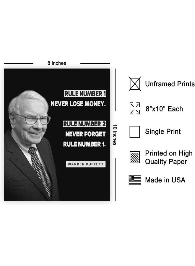 Poster Master Never Lose Money Poster - Warren Buffett Print - Motivational Art - Positive Quotes Art - Gift for Men & Women - Funny Inspiring Decor for Living Room or Office - 8x10 UNFRAMED Wall Art - Image 2