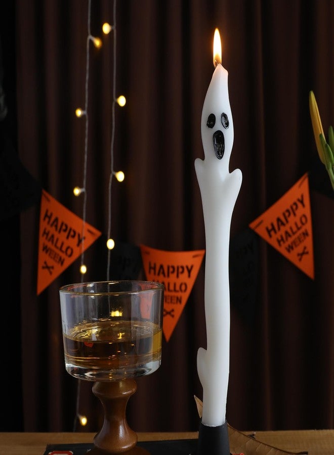 Bmobuo Halloween Decorations Indoor - 2PCS Spooky Ghost Candles, 9.8" Halloween Taper Candles for Party Decor, Home Table Centerpieces - Image 5