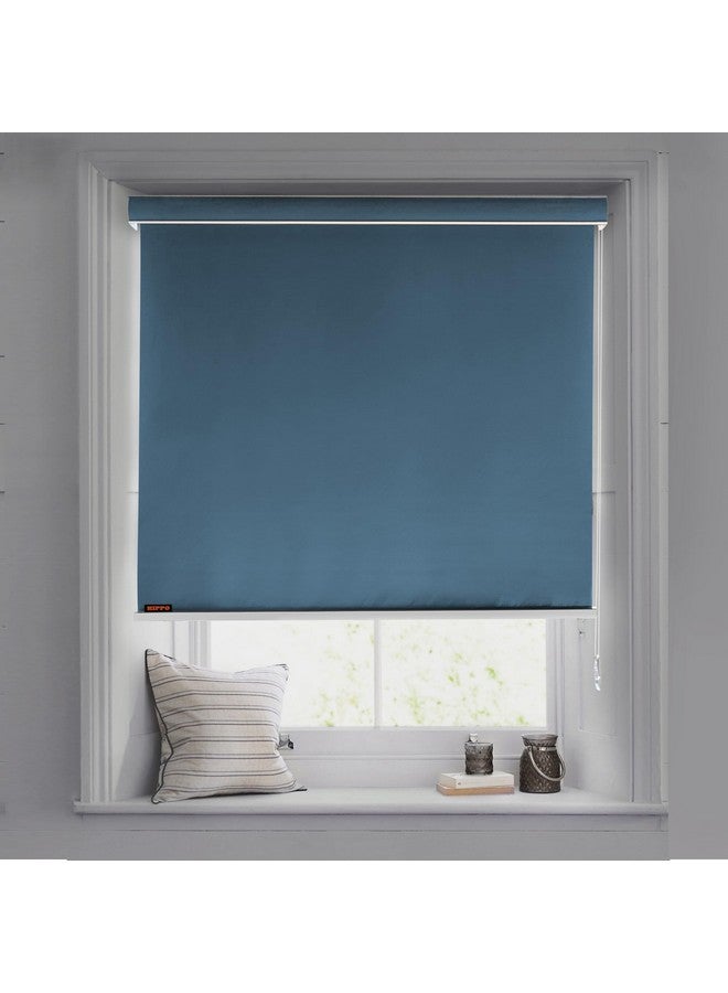 HIPPO 100% Blackout Roller Blinds for Windows UV Protection, Waterproof, Room Darkening, Corded Roll Up and Down Blinds for Home & Office Customizable (3FTX7FT, Blue-Grey) - Image 1