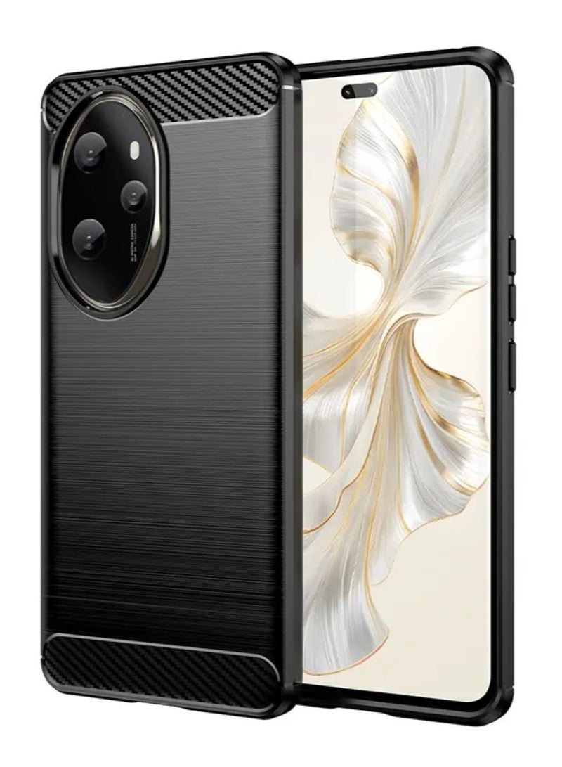 Cover Honor 100 Pro 5G  , - Protection Brushed Carbon Fiber Cover Shockproof - Anti-Scratch Case Slip-Resistant - Black  - Image 1