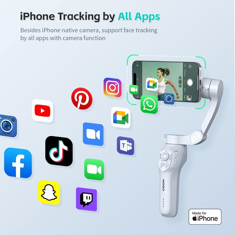 COMITOK MOGO Only for iPhone, Gimbal Stabilizer for iPhone, [MFi Certified] Phone Gimbal with 360 Degree Face Tracking for Video Recording, NFC Pair and Magnetic Mount for iPhone 17 Pro Max - Image 4