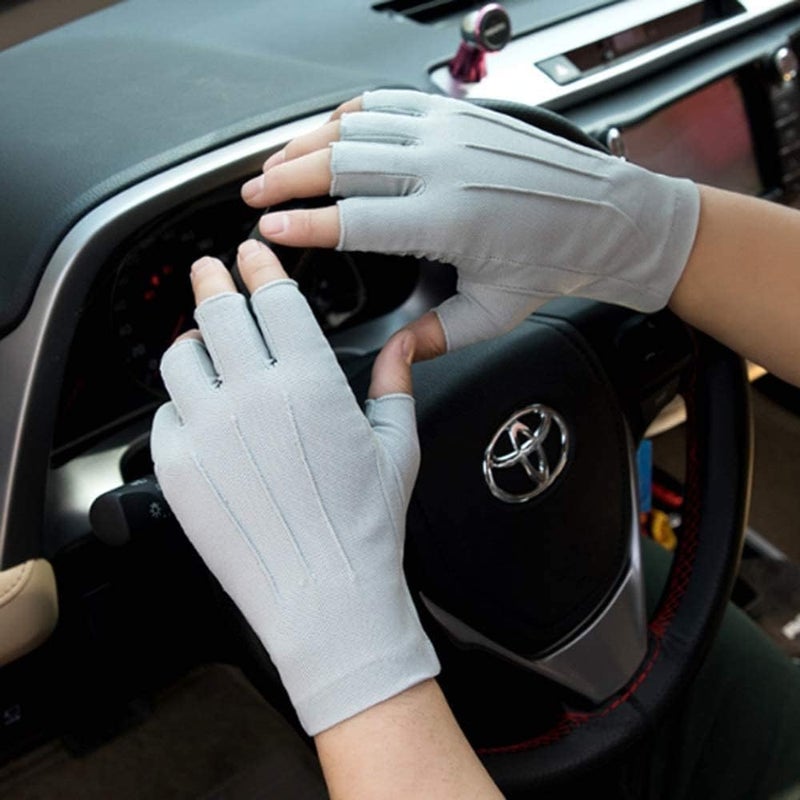 iNszkoos Half Finger Driving Gloves for Men and Women - Touch Screen, UV Protection, Breathable Cotton - Image 5