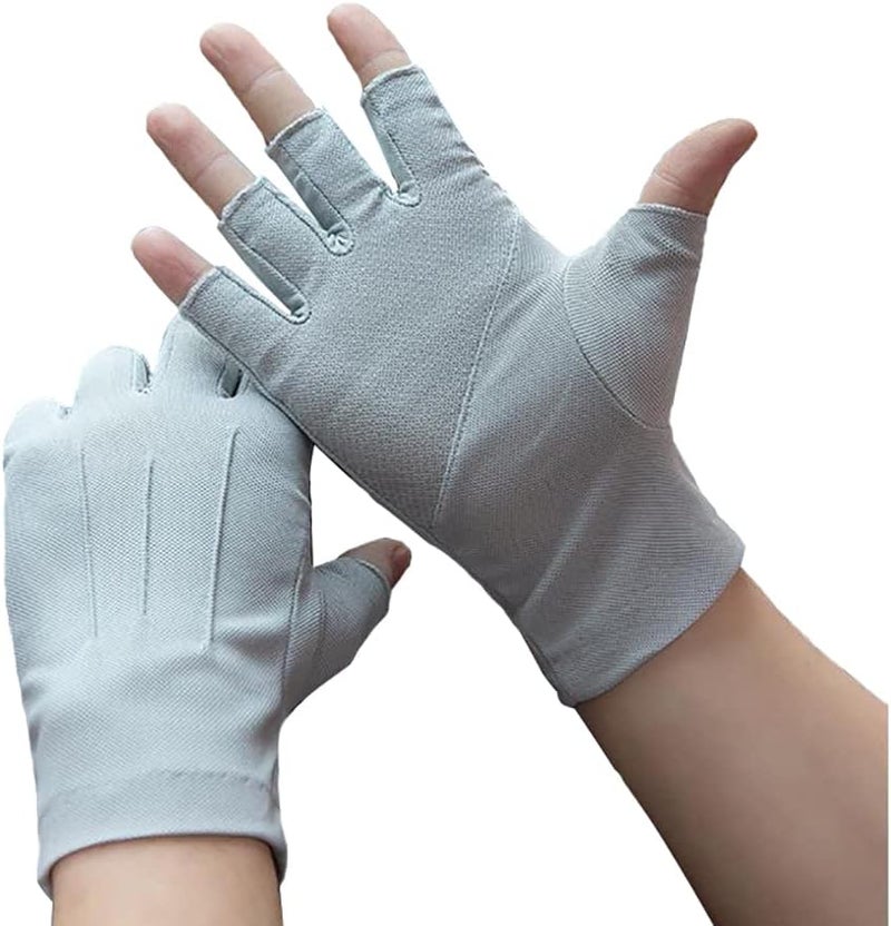 iNszkoos Half Finger Driving Gloves for Men and Women - Touch Screen, UV Protection, Breathable Cotton - Image 1