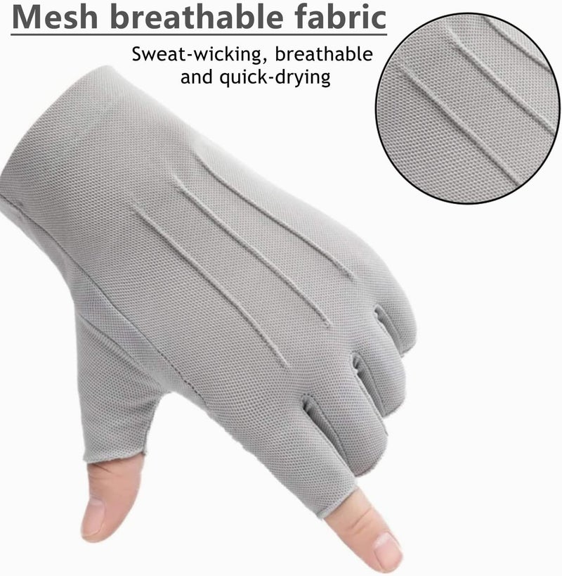 iNszkoos Half Finger Driving Gloves for Men and Women - Touch Screen, UV Protection, Breathable Cotton - Image 2