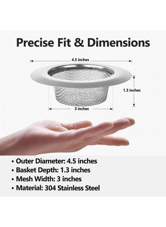 Lunyi 2 PCS Stainless Steel Sink Strainer 4.5" Diameter Mesh Metal Drain Strainer Fine Mesh Kitchen Sink Strainer Hair Basket Drain - Fits Most Kitchen Sink Bathroom Bathtub Shower Drains - Image 3