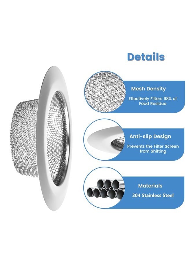 Lunyi 2 PCS Stainless Steel Sink Strainer 4.5" Diameter Mesh Metal Drain Strainer Fine Mesh Kitchen Sink Strainer Hair Basket Drain - Fits Most Kitchen Sink Bathroom Bathtub Shower Drains - Image 4