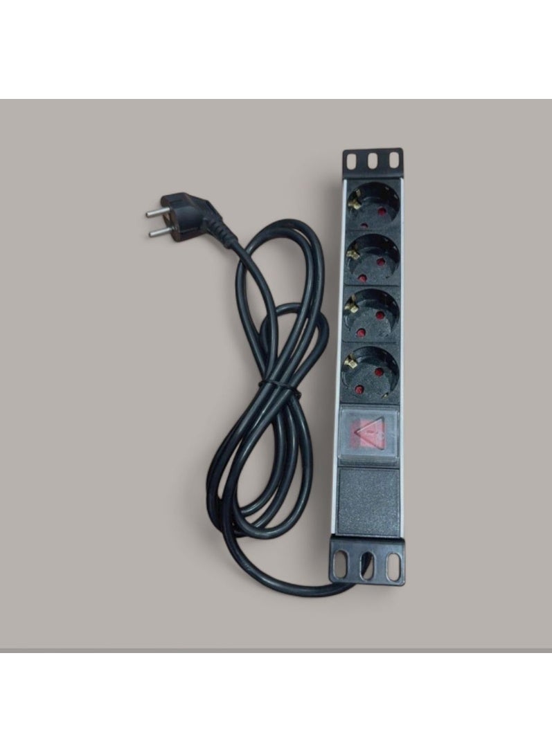 Metal Power Strip with 4 Electrical Outlets, Power Switch, Heat Protection - Image 1