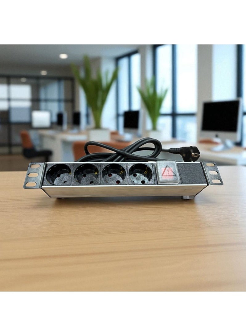 Metal Power Strip with 4 Electrical Outlets, Power Switch, Heat Protection - Image 3