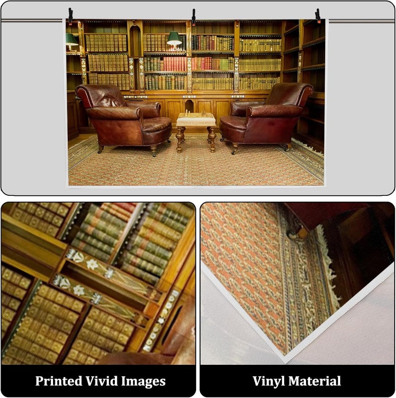 AOFOTO 8x6ft Vintage Luxury Study Bookshelf Backdrop for Photography - Image 4
