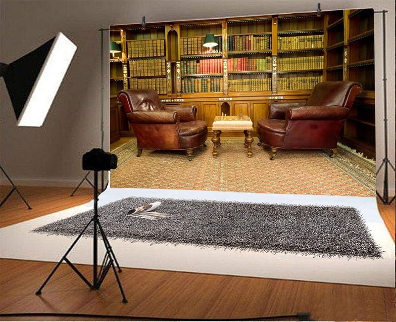 AOFOTO 8x6ft Vintage Luxury Study Bookshelf Backdrop for Photography - Image 3