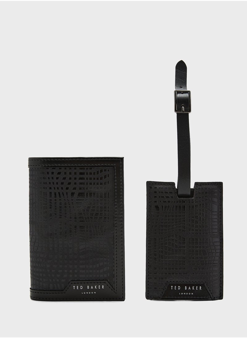 Ted Baker Etwell Etched Leather Luggage Tag Set  - Image 1