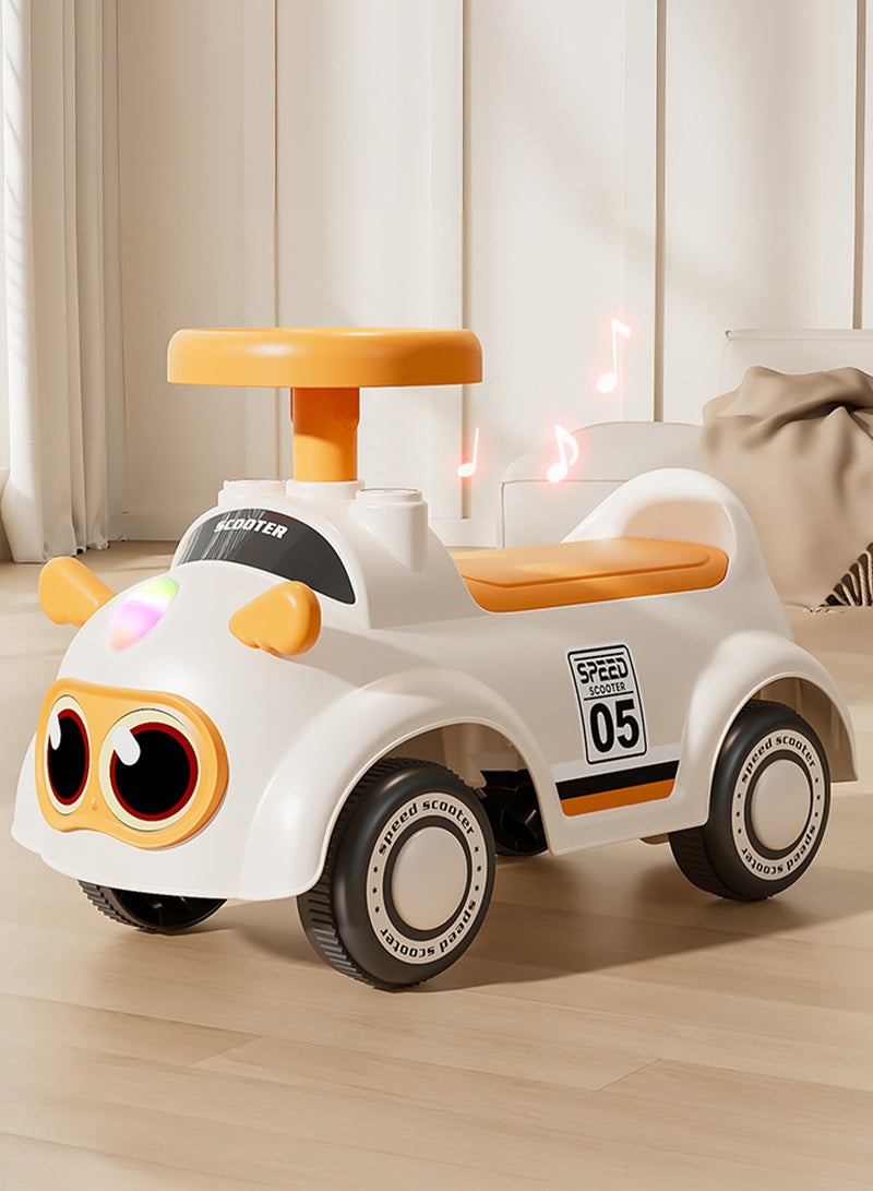 بيبي سيارة دفع للأطفال، سيارة دفع للأطفال الصغار مزودة بأضواء وموسيقى ومساحة تخزين | سيارة دفع للأطفال | سيارة دفع للأطفال الصغار من سنة إلى ثلاث سنوات، لون برتقالي - Image 1